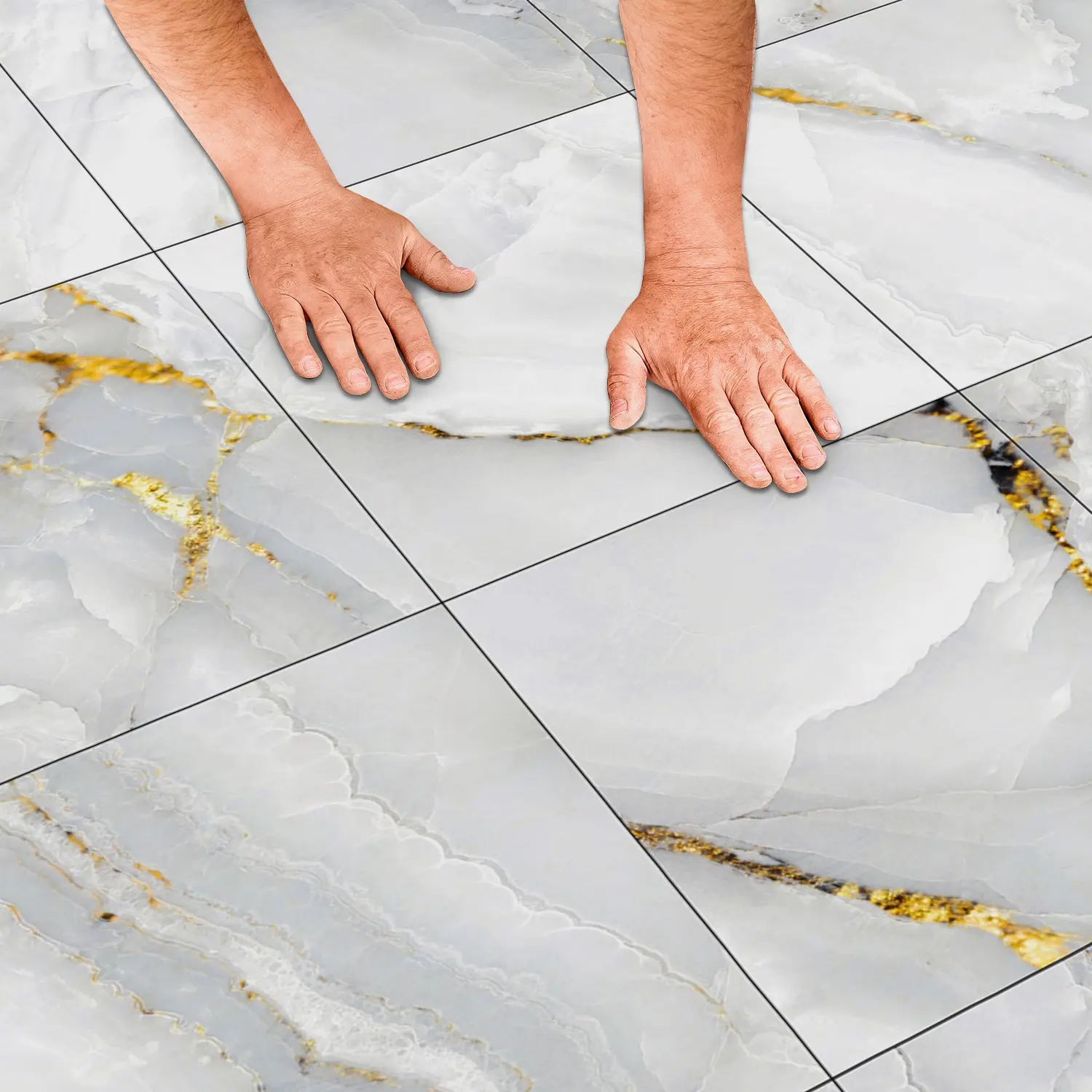 Self-Adhesive PVC Floor Tiles, 7.87x7.87 Inch Waterproof & Wear-Resistant, Easy Peel-And-Stick Design, Universal Fit for DIY Home Upgrades, Vinyl Floor Tiles