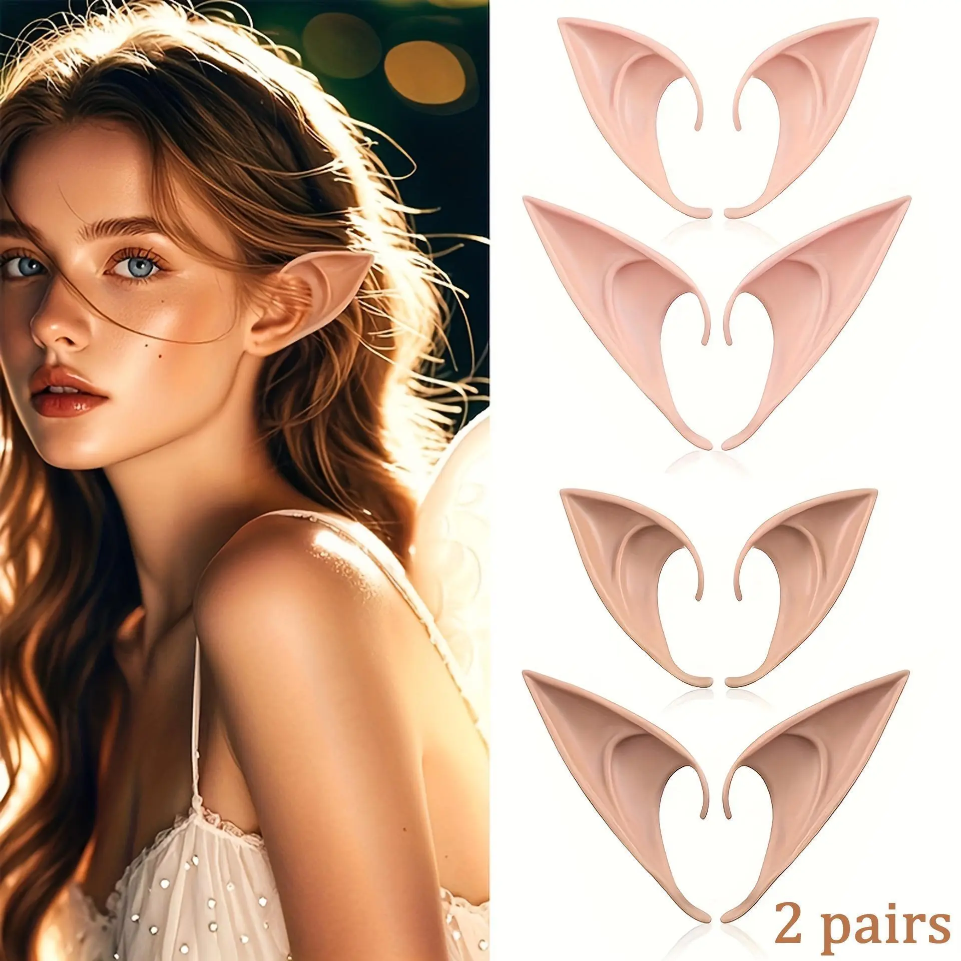 2 Pairs of Fairy Spirit Ears, Role-playing Soft Pointed Ears, Magic Makeup Ball Vampire Ears Makeup Accessories, Halloween/Christmas