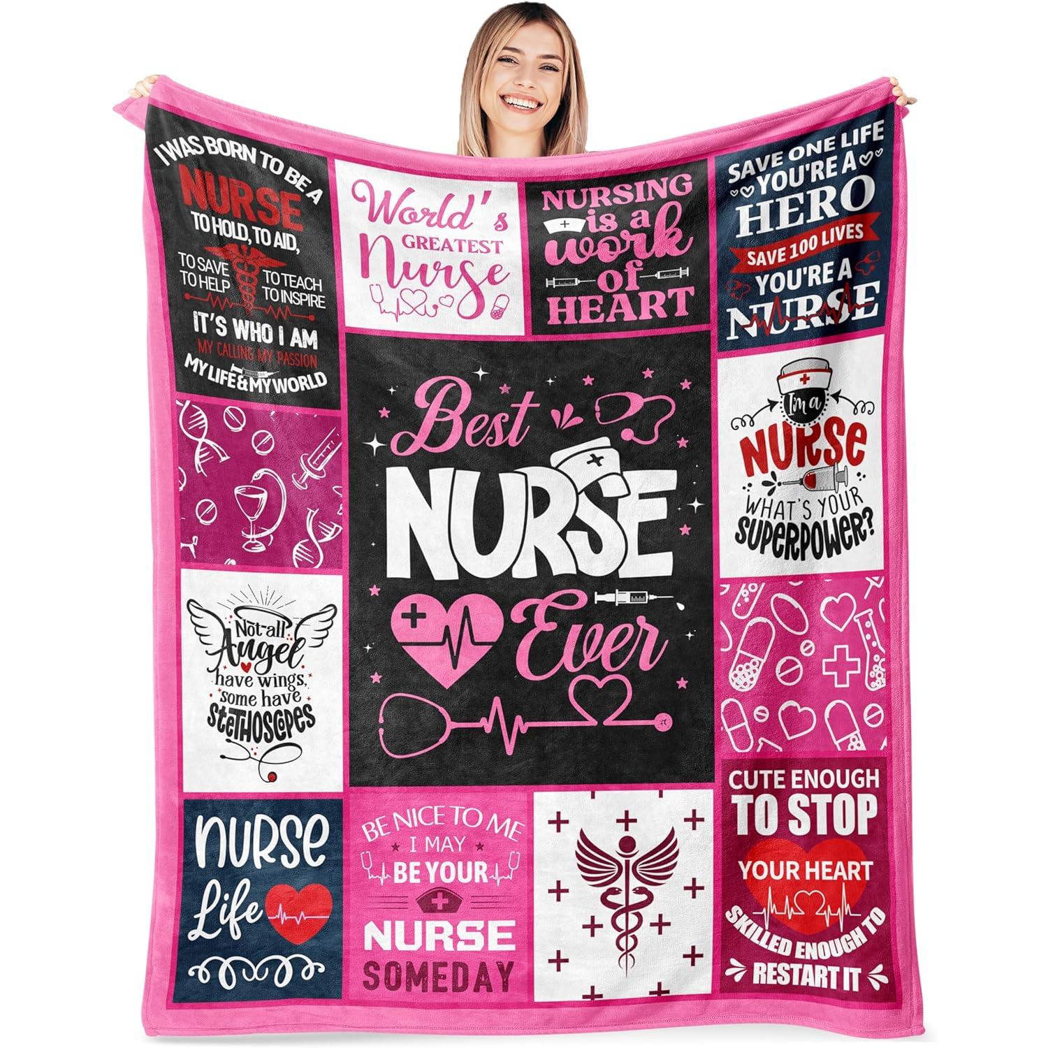 Nurse Blanket 80"X60", Nurse Gifts for Women, National Nurses Day Gifts for Nurse, Nurse Gift for Her, Nurse Week Gifts, Nurse Practitioner Gifts, Nurse Appreciation Gifts, Christmas Birthday Graduation Gifts for Nurse