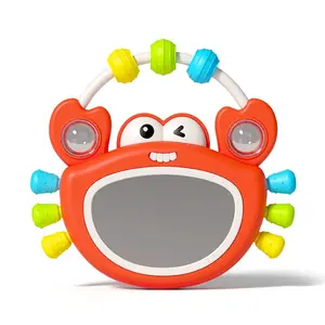 Baby Crab Teething Rattle Toy with Sound & Light, Infant Sensory Montessori Toy, Early Development Educational Toy for Newborn Toddlers