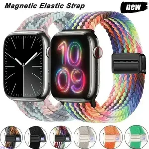 Magnetic Adjustable Nylon Braided Watch Band - Flexible Woven Strap with Metal Buckle, Universal Durable Stylish Smartwatch Replacement Accessory for Daily Casual Wear