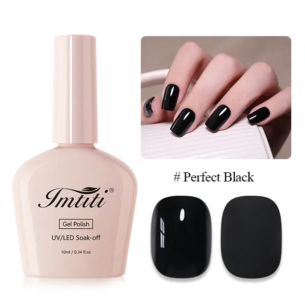 IMTITI -Simple Solid Color- Perfect BlackCollectionUV/LED   Polish, All Seasons, 10ml soak-off  long lasting quick-drying formula soft acry gel nails enthusiast tpo free uv beginner woman ombre press home decor ruber
