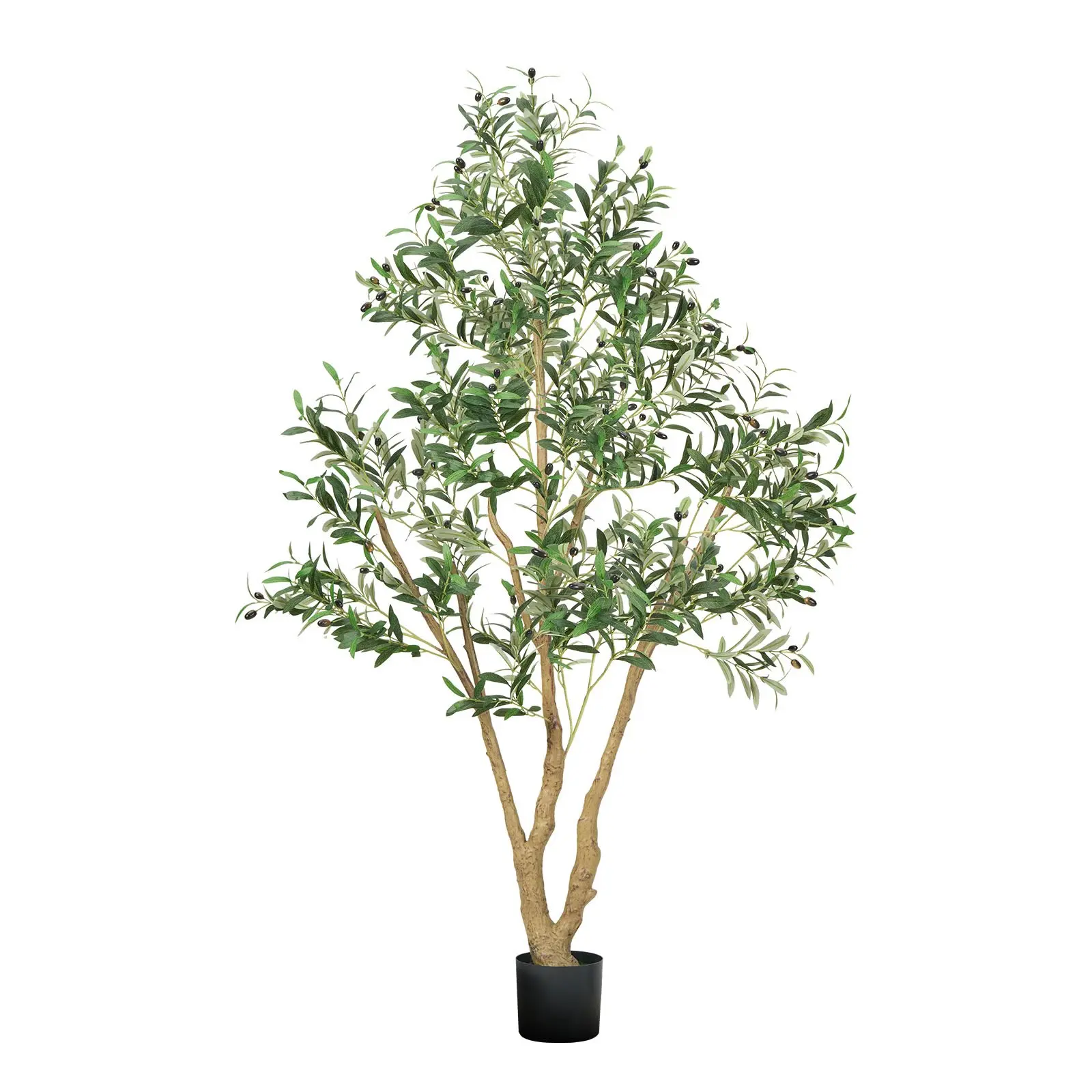 【DealsForYouDays】VEVOR 6FT Artificial Olive Tree with Black Pot, Tall Fake Tree with Natural Wood Trunk Realistic Green Leaves and Fruits, Indoor Faux Plant for Home, Office, Living Room, Corner Decor