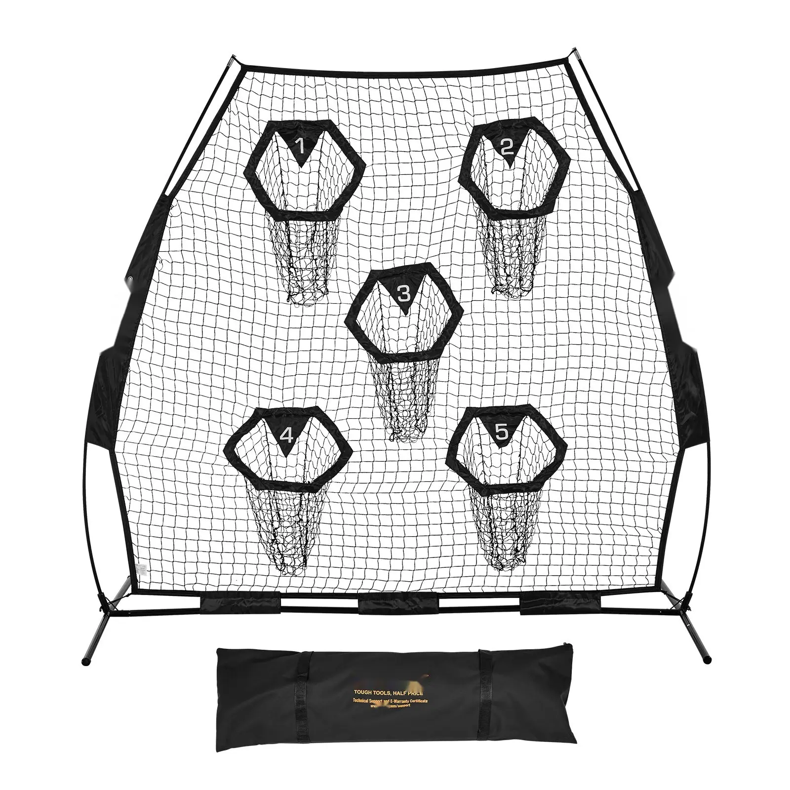 7 X 7 Ft Football Training Net for Throwing Practice, Target Net With 5 Pockets, Knotless Mesh, Includes Straps and Portable Carry Case, Durable QB Training Equipment to Improve Throwing Accuracy, Black