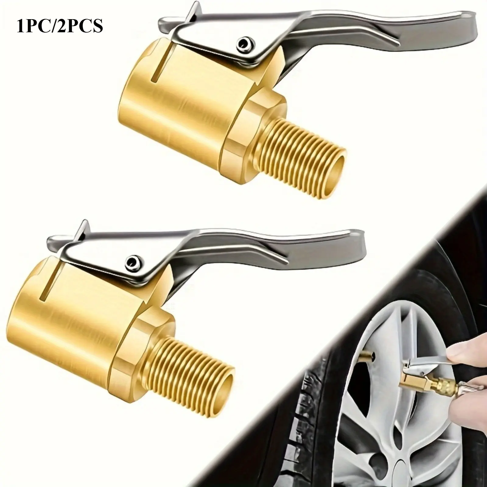 1pc/2pcs/set Quick Fill Inflator, Fast Action Tire Inflator with Pressure Release Nozzle - Durable Metal Construction, Easy to Use Inflation Connector for Car Tires, Fast Tire Inflation