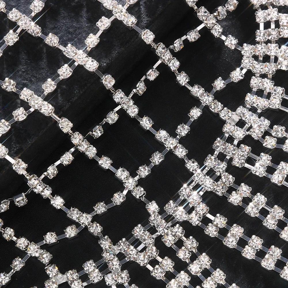 Gorgeous Long Tassel Headpiece Rhinestone Hair Chain Headband Bling Bridal Hat Women Crystal Hollow Head Chain Jewelry