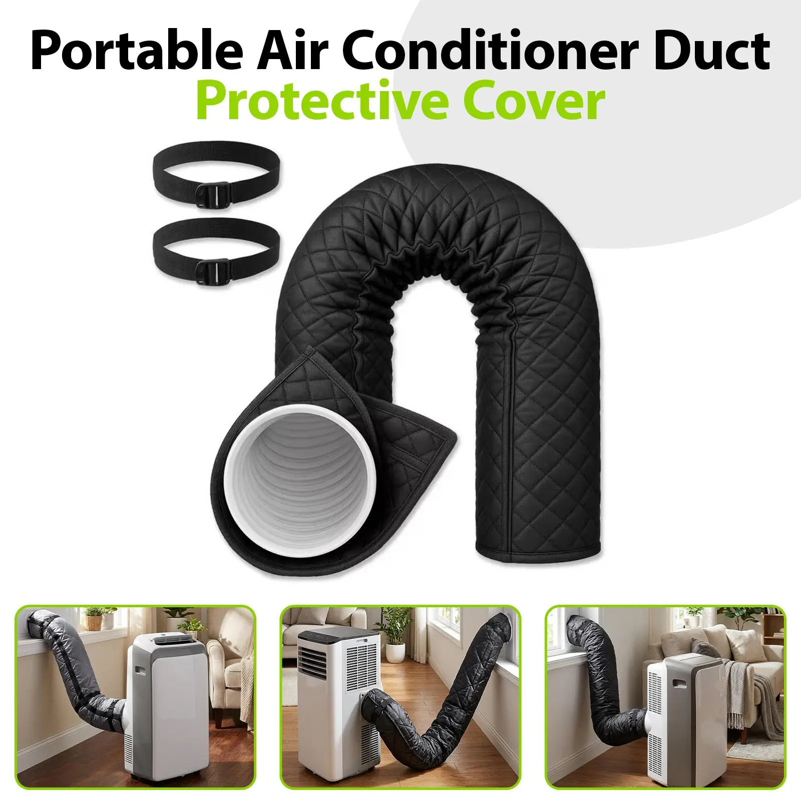 Adjustable Portable AC Exhaust Pipe Insulation Protector Sleeve, Compatible With 5 to 6 Inch Duct Hoses, Easy To Install And Take Off, Durable Cover Effectively Guards Portable Air Conditioner Hose & Fittings