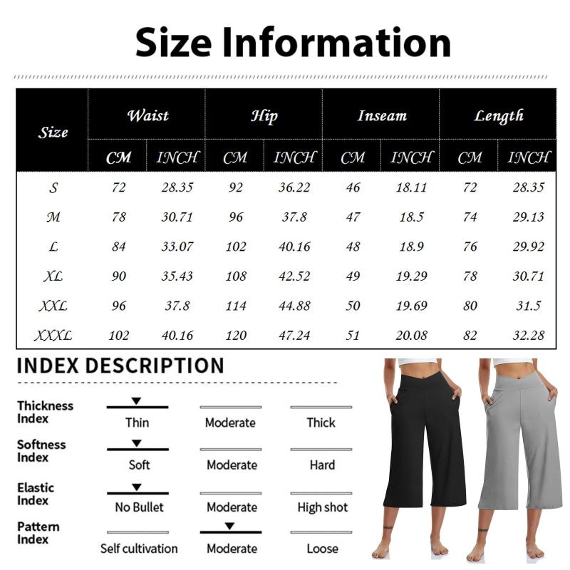 Women  Elastic High Waist 3/4 Pant Casual Active  Fit Wide Capris Leg Pants Trousers With Pockets Pants for Women Womens Pants Girl Fashion Blue Red