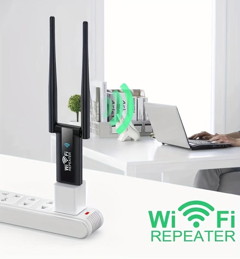 Wireless WiFi Signal Booster |       300Mbps High Speed 2.4GHz USB Repeater |     Plug and play, quick setup |     Portable Indoor Hotspot Extender for Office |     Enhanced Range and Speed |     Fashionable black design with dual antennas |       US stan