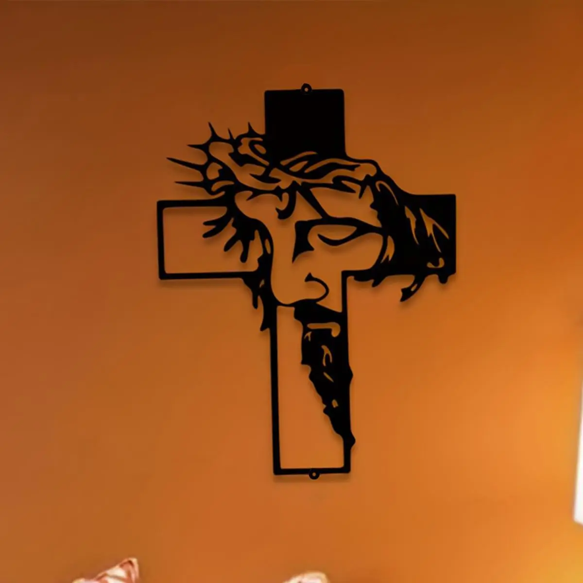 Metal Cross Wall Art, 1 Count Iron Wall Art Decoration, Cross Wall Decoration for Home Living Room School Office, Stylish Religious Decor