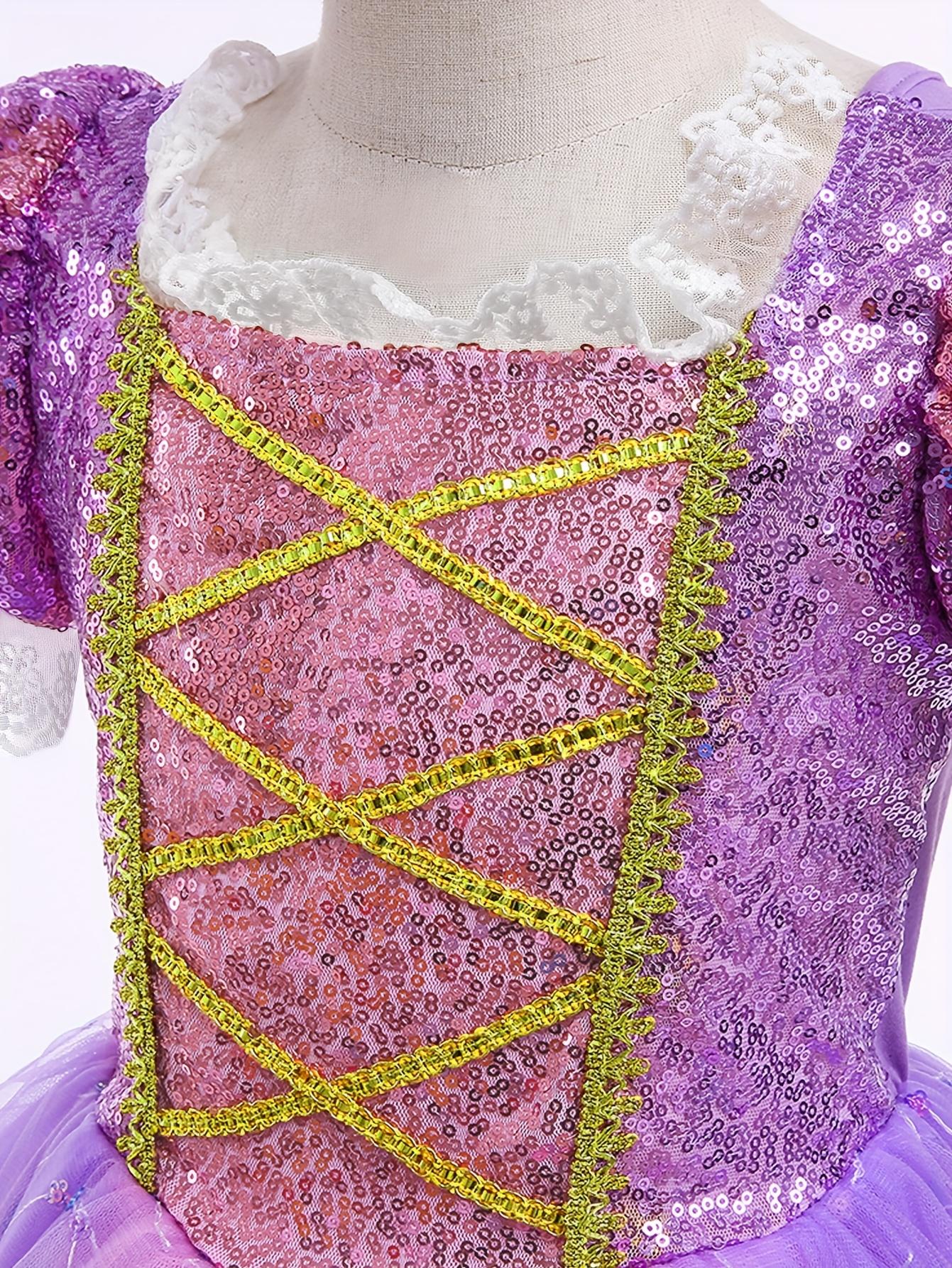 New[Purple Princess] Purple Princess Dress for Girls |             Includes Crown, Necklace, Ring & Bag Set - Perfect for Birthdays, Halloween, Christmas Parties & Performances Gifts  Gifts