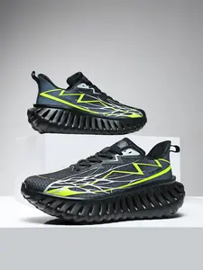 Men's Sporty Striped Sneakers, PU Leather Upper, Modal Sole, Anti-Slip Shock Absorption, Outdoor Fitness Running Shoes, Sizes 39-46