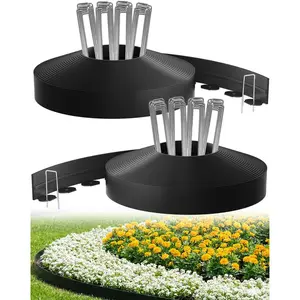 Landscape Edging, 2 Inch 100 ft Garden Border Edging Upgraded with 150 Steel Stakes (Strong) & Reinforced Design - Durable Plastic Garden Border for Flower Beds, Lawn & Yard