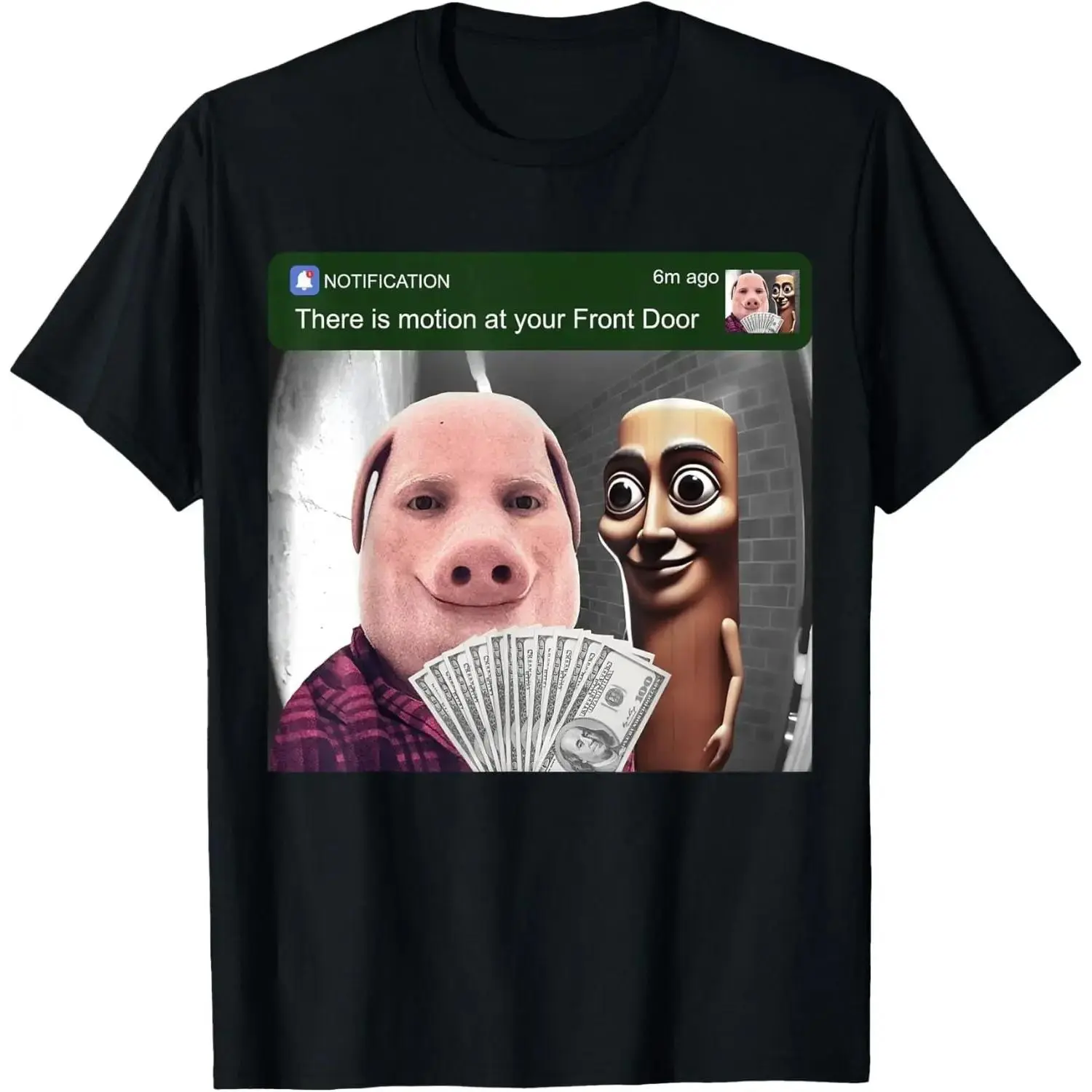 John Pork and Tung Tung Tung Sahur Front Door Motion Funny unisex T-Shirt