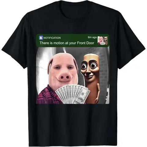 John Pork and Tung Tung Tung Sahur Front Door Motion Funny unisex T-Shirt