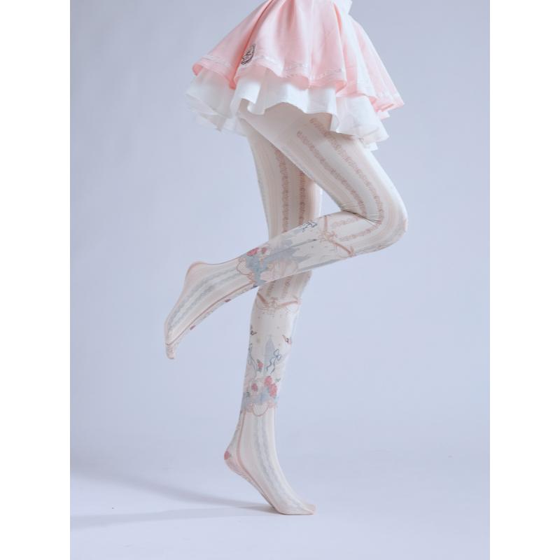 New Printed Pantyhose, Gorgeous Patterned White Pantyhose, Girl COS Socks, Cute With Comfortable Base Socks, Personalized Girly Socks butt pad lace  pajamas warm woman sexy  cloth