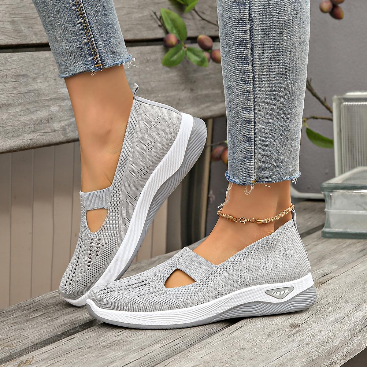 Women Breathable Knit Slip Ons Ultra Soft Sole Comfort Walking Shoes For All Day Wear Indoor And Outdoor