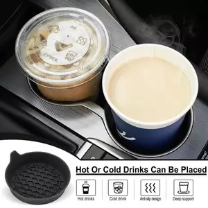 1 -piece/set Pack Silicone Car Cup Holder Mat, Raised Edge Anti-Slip Cup Slot Pad with Carry Tab, Reduce Rattle Noise