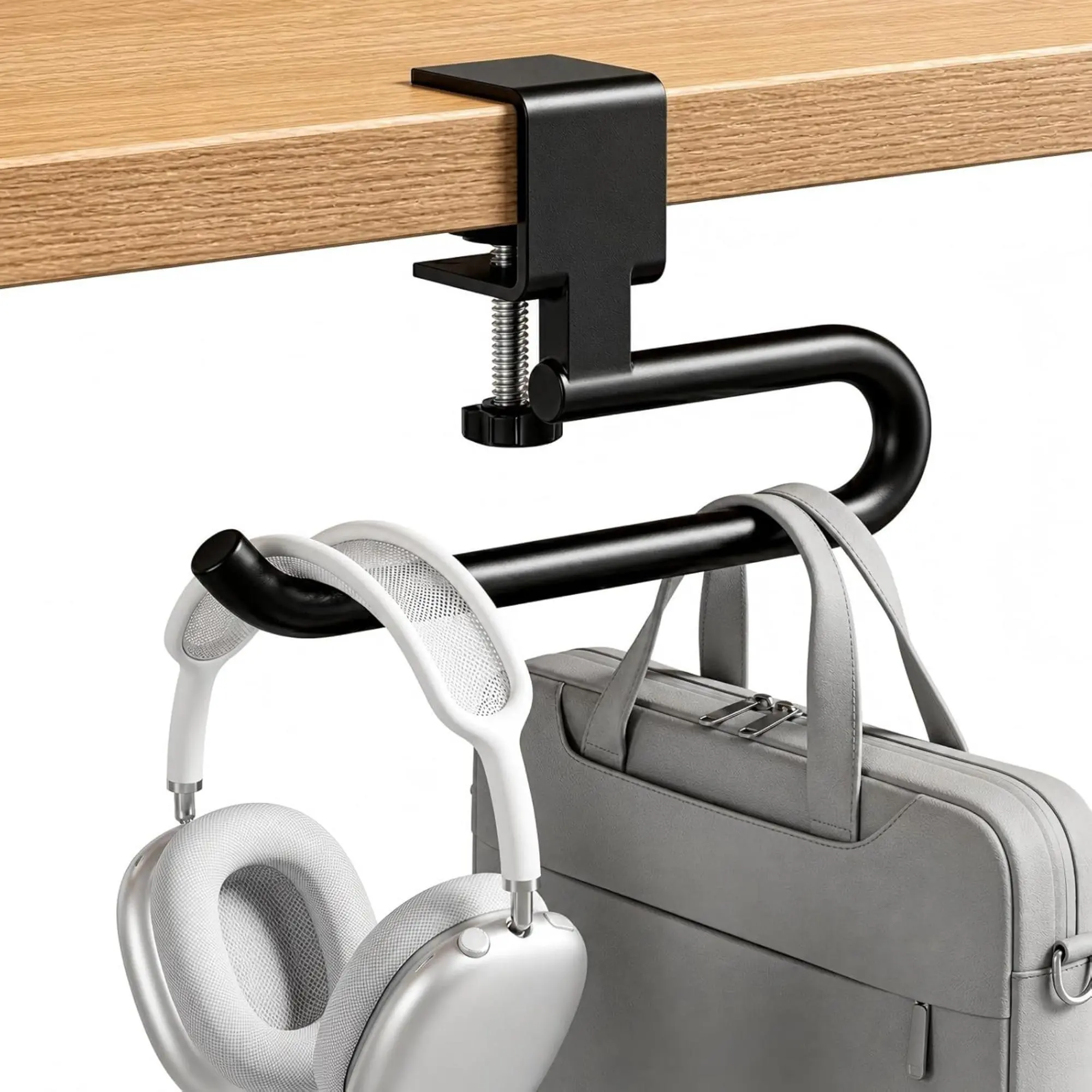 1pc Desk Hook for Tables, 60LB Heavy Duty Clamp-On Backpack Hanger, Adjustable Bag Hook, Extended Bag Holder for Desk for Office & Gaming, Utility Hooks