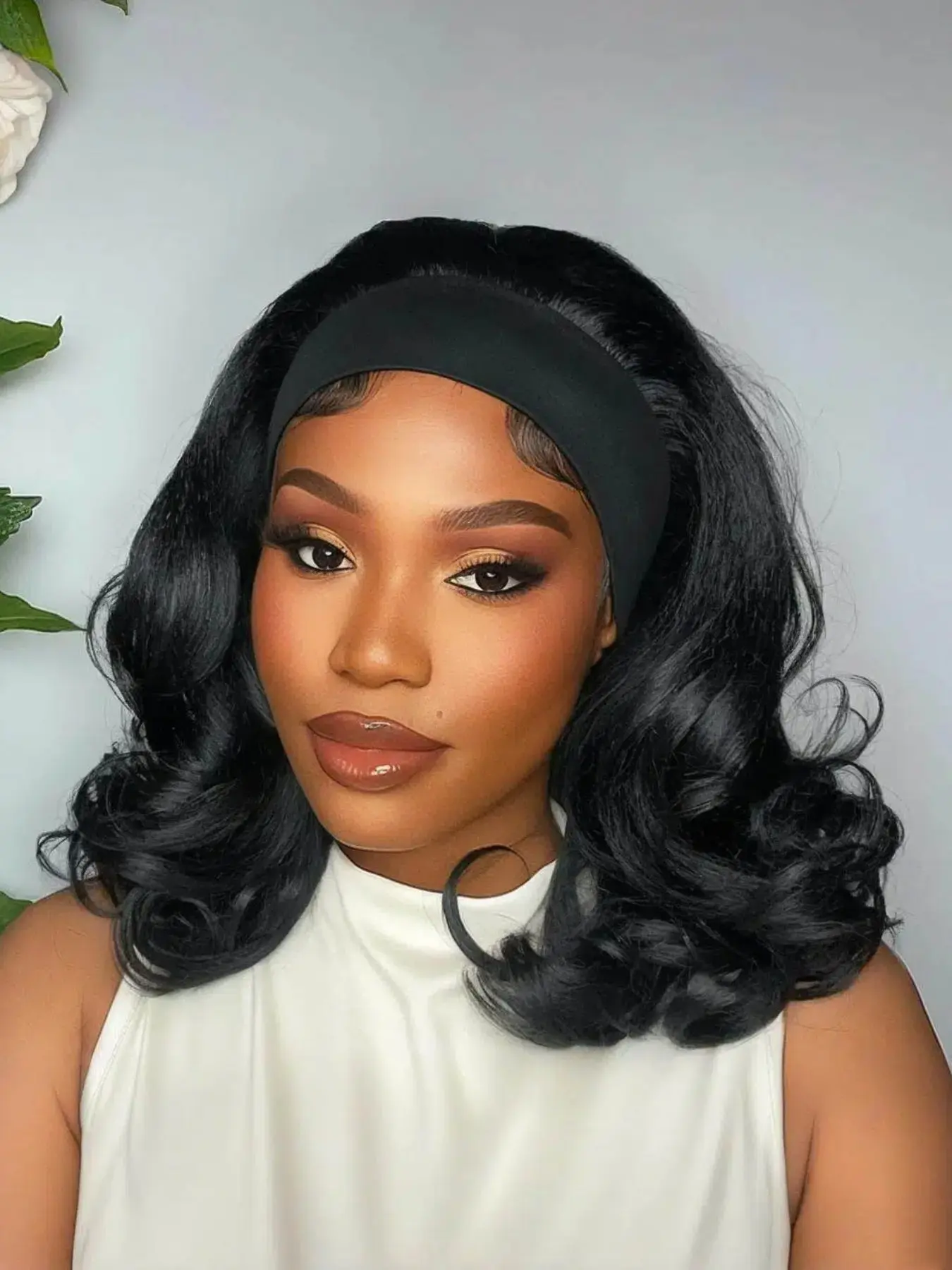 14 Inch Loose Wave Headband Wigs for Women, Kinky Straight Wear and Go Wig, Curly Wavy Ends, Synthetic Wigs for Daily Party Use