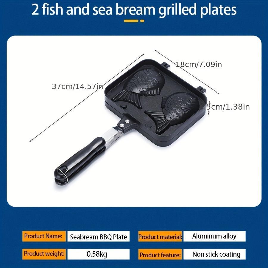 Double-Sided Aluminum Waffle and Taiyaki Japanese Fish-Shaped Grilled Pan Mold - Non-Stick, Uncoated Surface for Even Cooking, Ideal for Breakfast and Snack Making