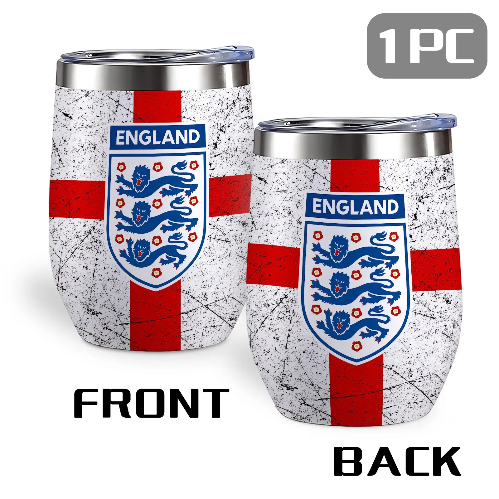 1 Pc 12 Oz Stainless Steel Vacuum Cup, England Football Crest and Vintage Flag Design, Soccer Cup Double Wall Insulated Thermal Mug for Hot 6H/ Cold 12H, Fun Drinkware, Perfect Soccer Cup Fan Gift for Friends, Birthday and Holiday Gifts.