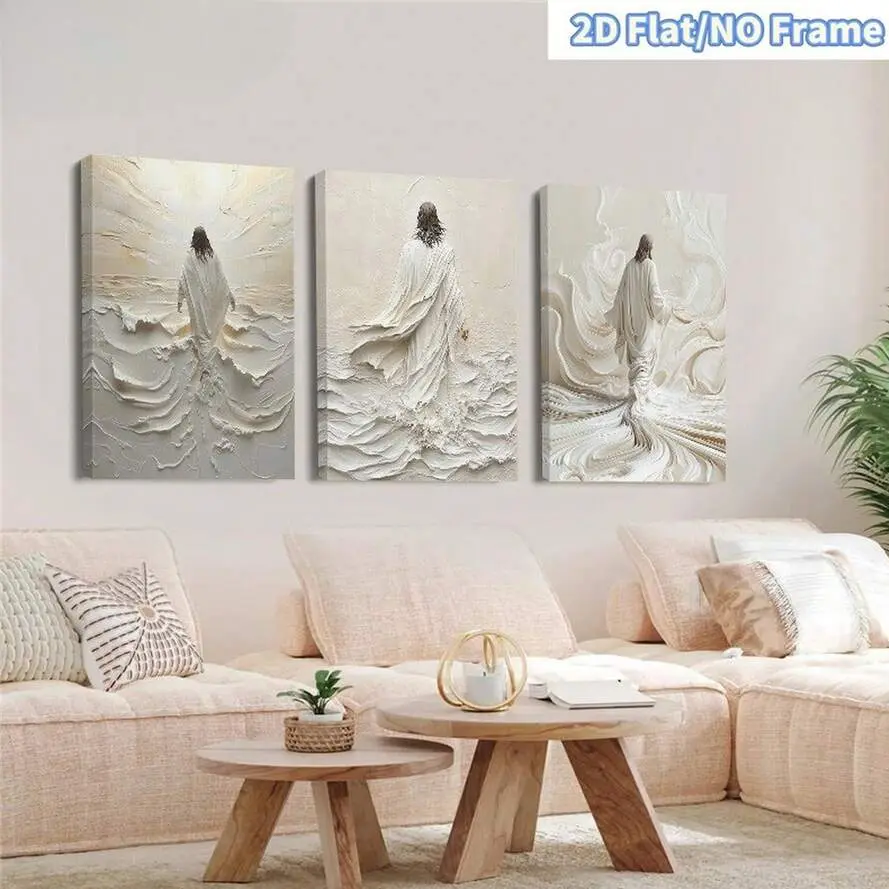 2D Flat Frameless 3PCS Canvas Painting Set, Spiritual Wall Art, Home Decoration For Living Room And Bedroom