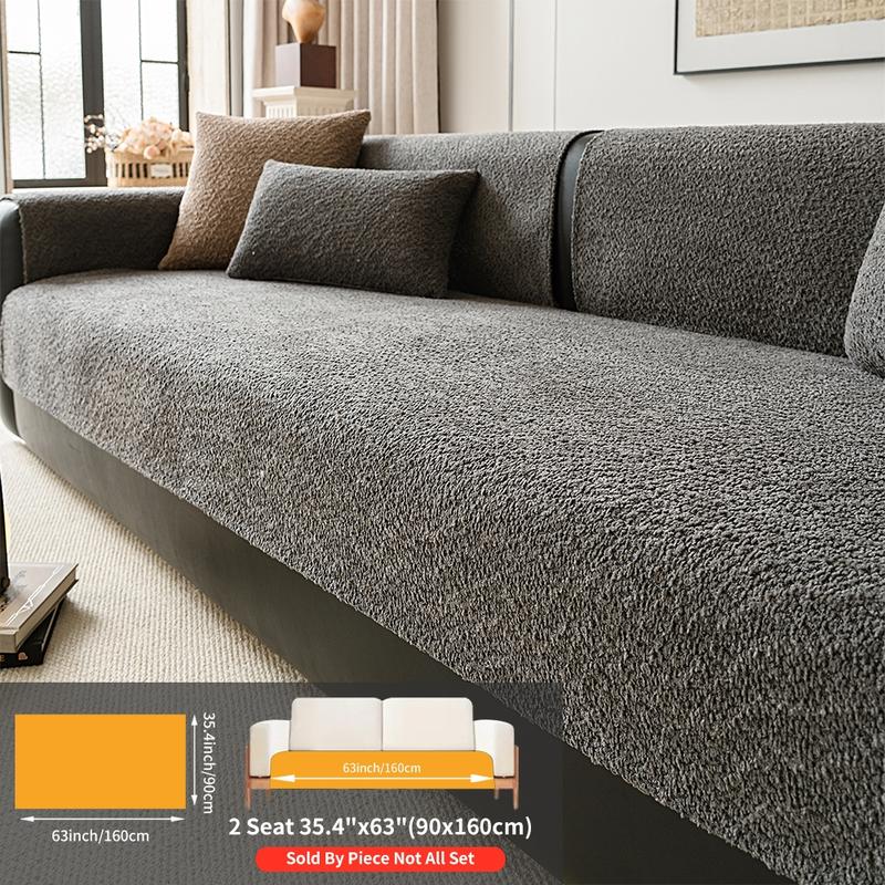 Pure Color Pearl Velvet Sofa Cover, Washable Sofa Slipcover, Pet-Friendly Anti-Slip Protector, Home Decor Furniture Protector for Living Room Bedroom