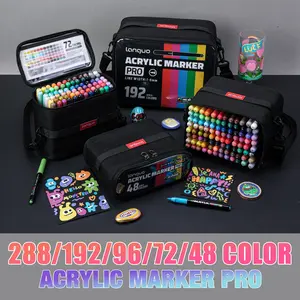 Languo Ink Pro Marker Pen Set, 288/192/96/72/48 Colors, Vibrant Ink, Soft Tip, Transparent Barrel, Ideal for Drawing, Office Use