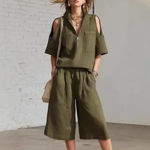 Summer Cool And Loose-Fitting Women'S Outfit: Short-Sleeved Shirt And Loose Pants Two-Piece Set - Breathable And Stylish