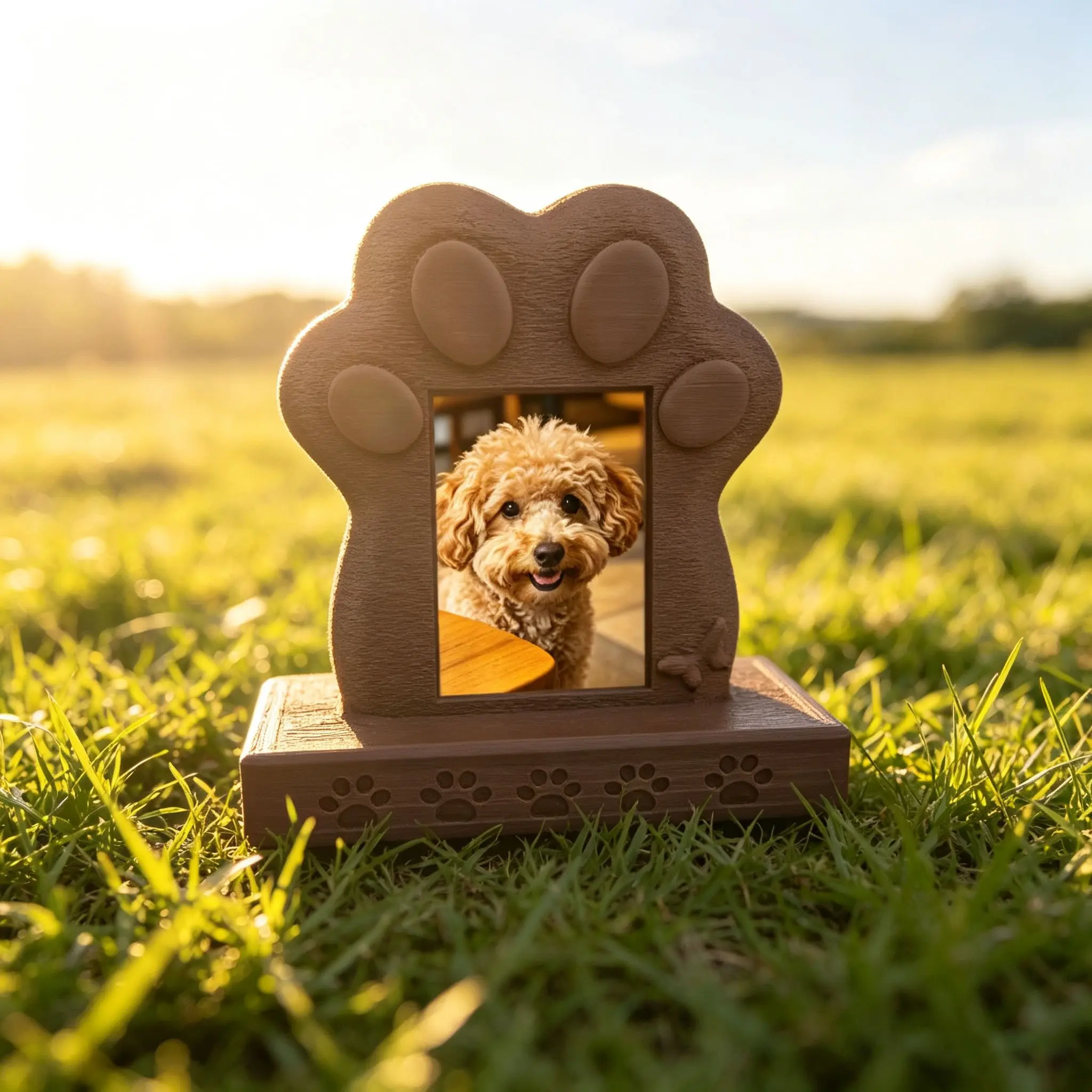 Biodegradable Pla Pet Memorial Frame, Paw Print Design, Desktop Ornament, Holds 2 Inch Photos, Eco-Friendly Cat Dog Keepsake