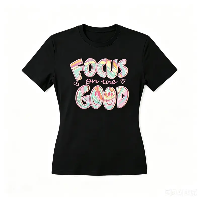 Women's Oversized Fit Tee - Pastel Marble Swirl, Positive Smiley & Heart Graphic, Soft Crew Neck Casual Daily Tshirt