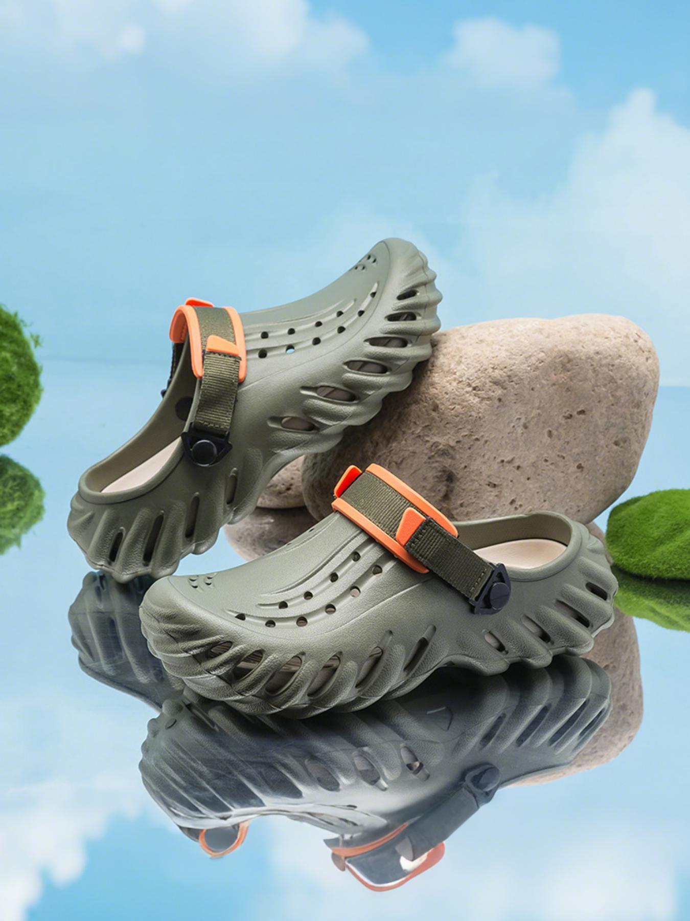 Men's Sporty Breathable Quick Drying Hollow Out Design, Casual Comfortable Non-slip Sandals for Beach, Fashionable Shoes for Outdoor, Boy, Caged Clogs