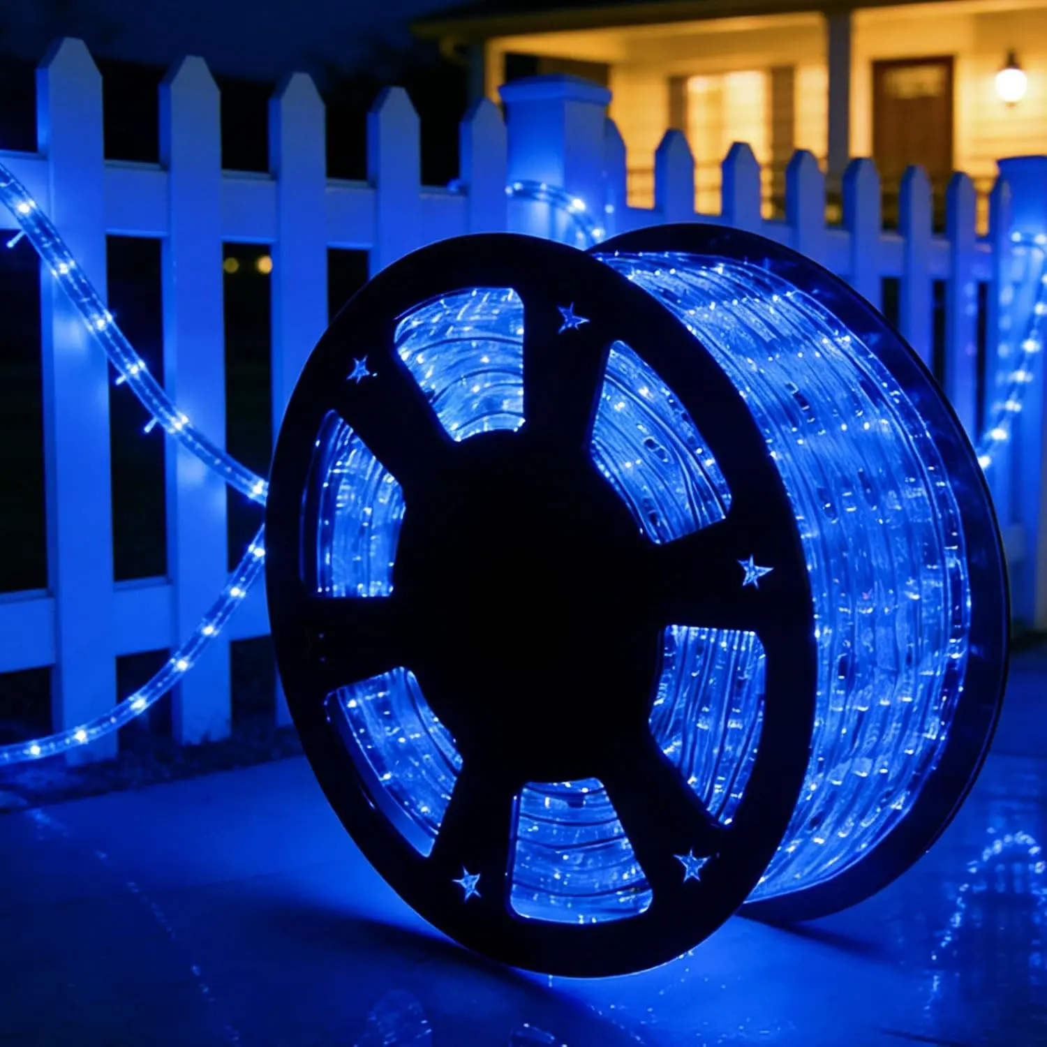 100ft 110V Waterproof LED Rope Outdoor String Lights Ideal for Eaves Backyards Garden Christmas Decoration Blue