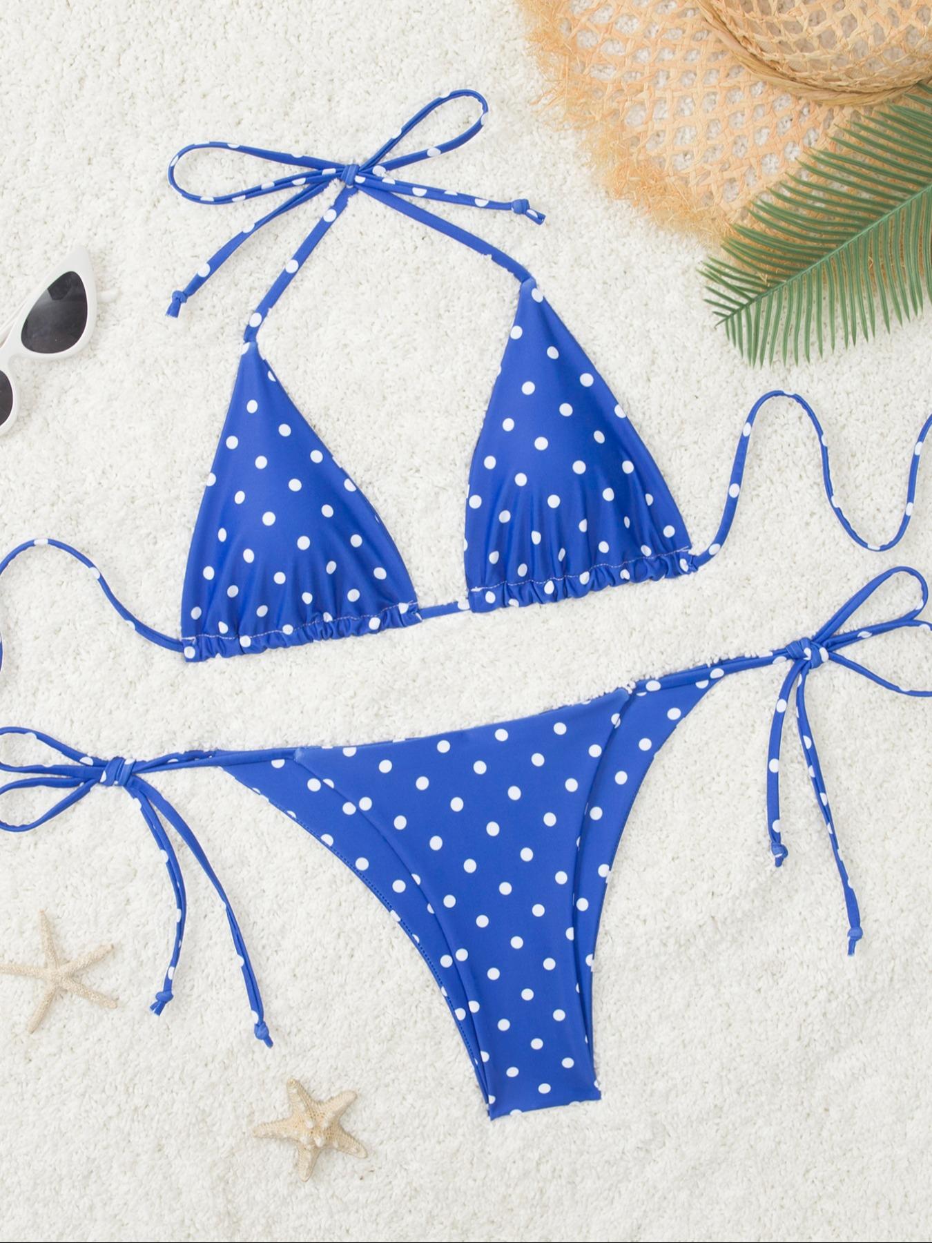Women's Polka Dot Print Bikini Set, Casual Fashion Chic Swimsuit Set, Ladies Swimwear for Beach Holiday Vacation, Swimsuit Style Bikini, Bikini Outfits, Swimsuits Bikinis, Summer Bikini