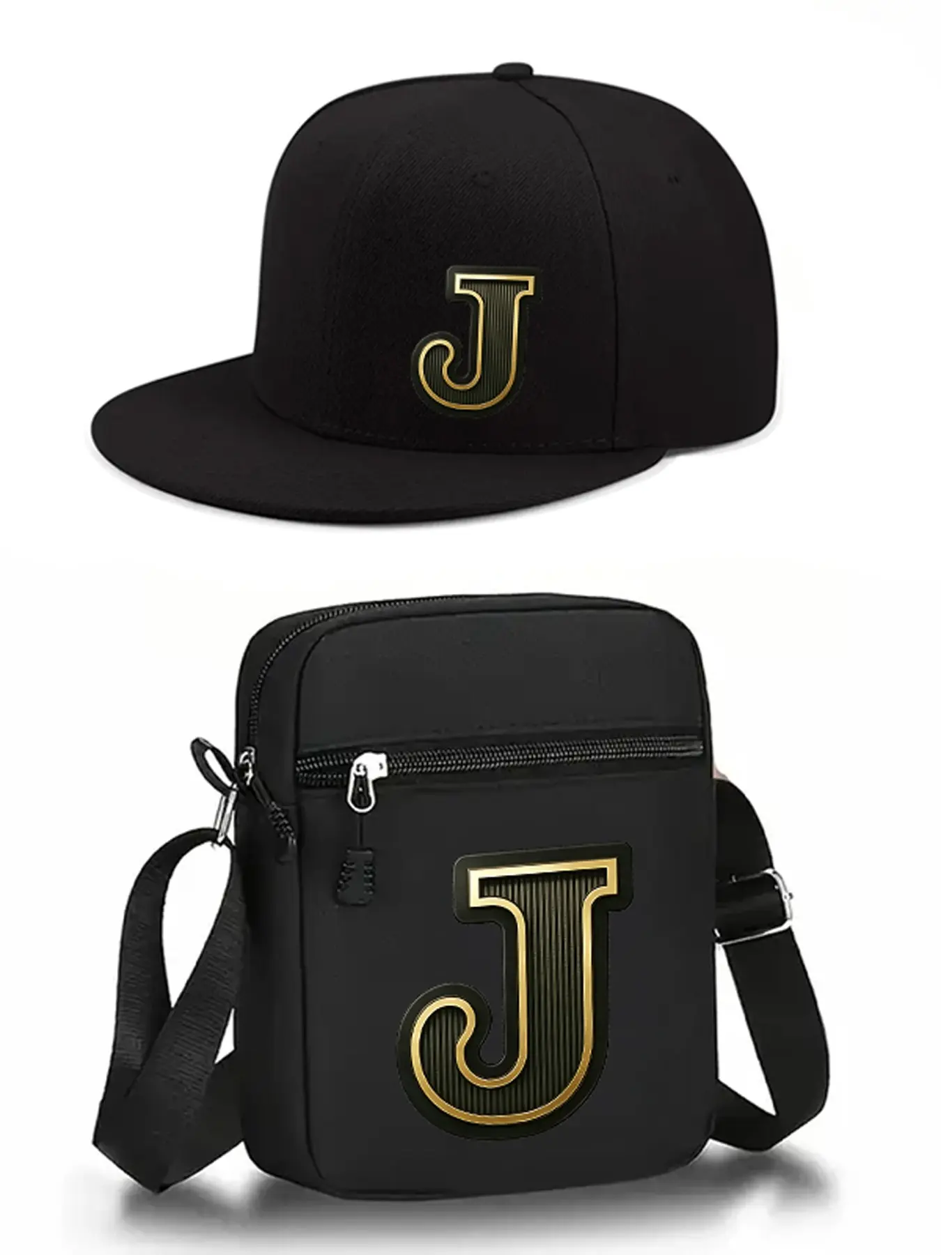 Fashion Letter J Print Baseball Hat and Crossbody Bag Set, Adjustable Street Style Caps and Bags, Perfect for Daily Wear and Gifts