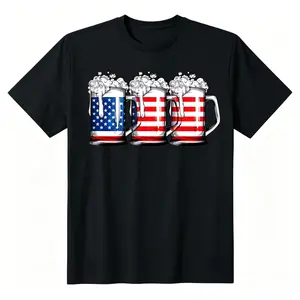 Beer American Flag 4th of July Shirts for Men Women Merica Drinking USA Tees T-Shirts