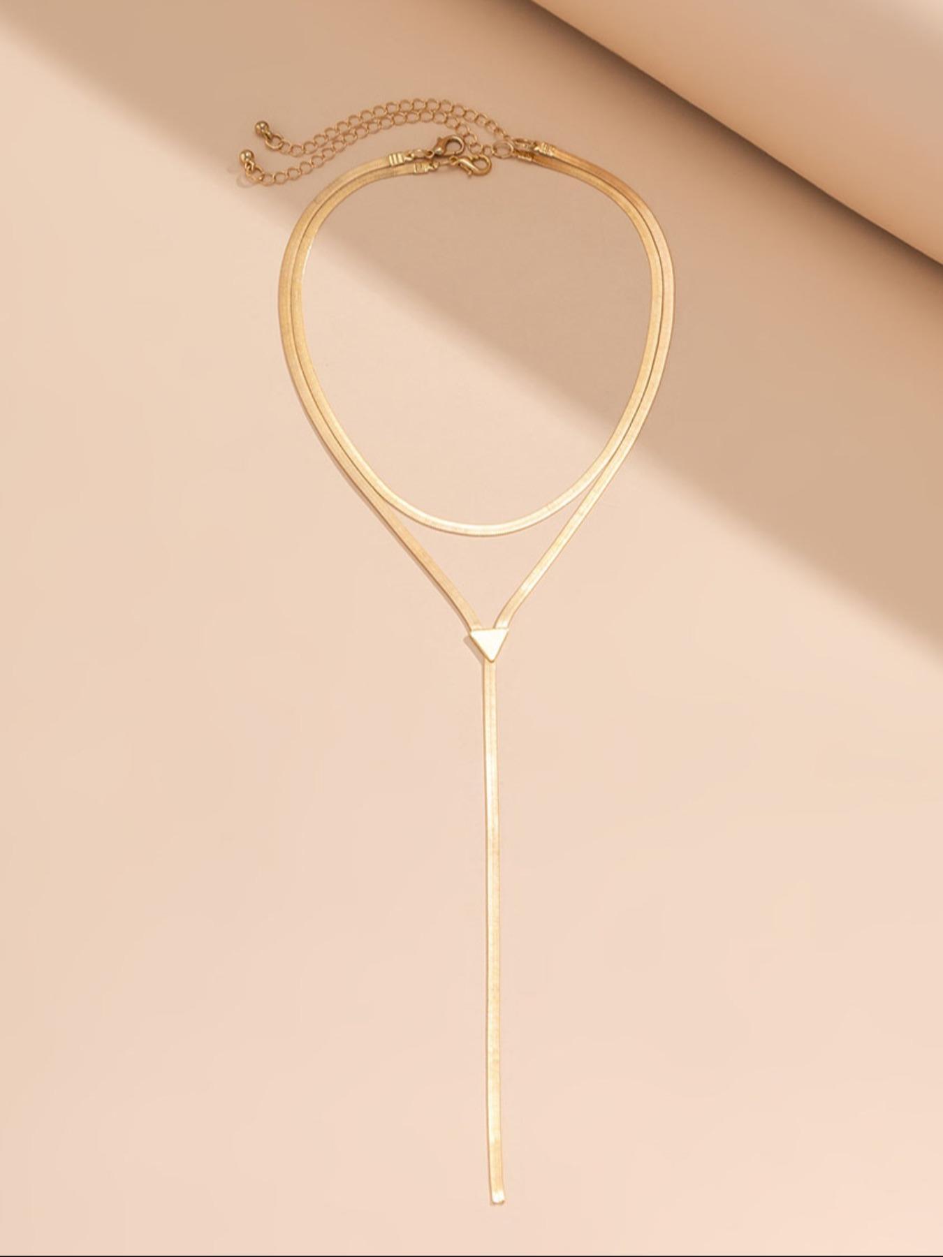 Women's Elegant Minimalist Chain Necklace, Trendy All-match Choker, Stylish Long Layered Necklace for Women & Girls As Gift