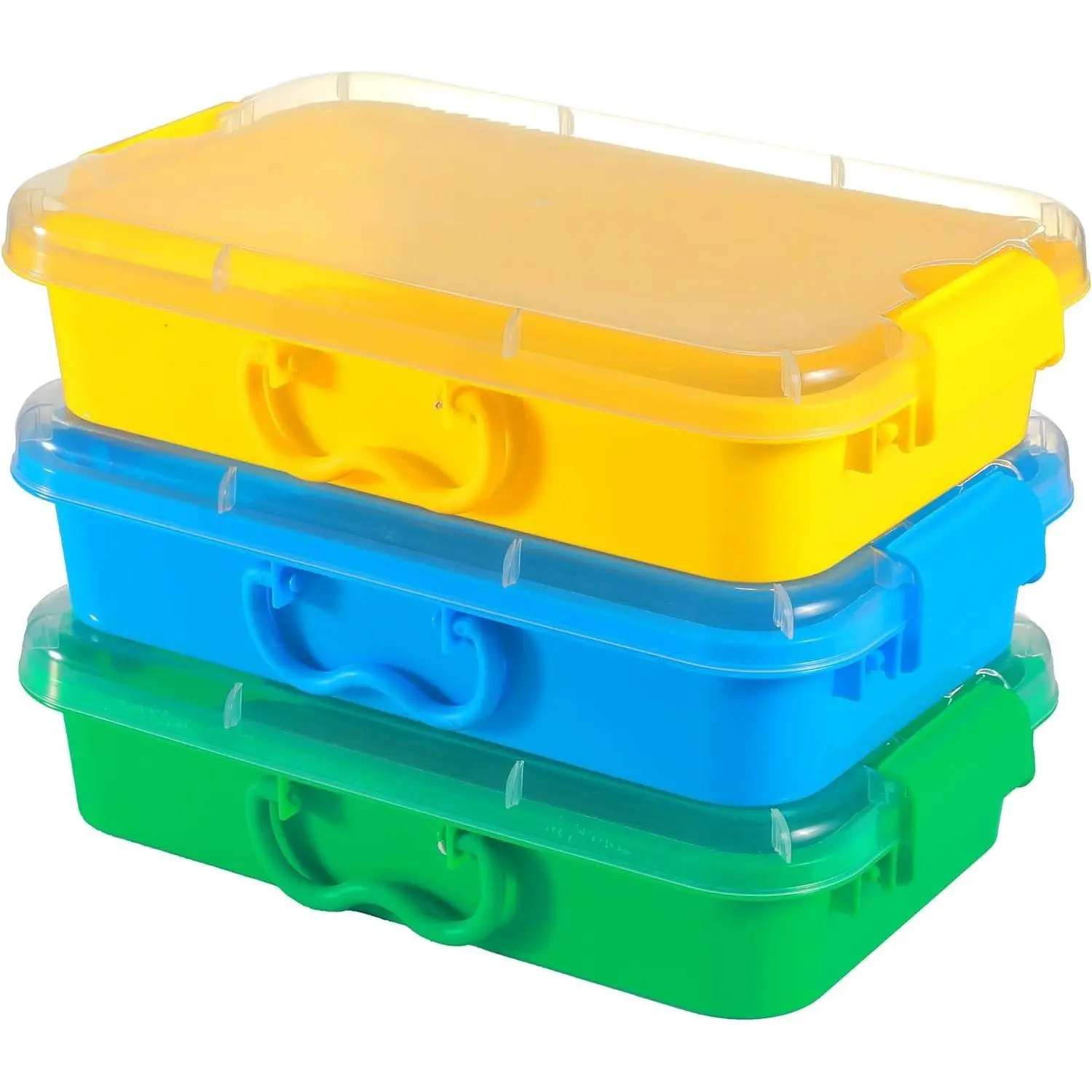 Sensory Bins with Lids for Toddlers, 3 Pack 12.8 Inch Stackable Toy Bins - Durable Plastic Sandbox for Crafts, Sand, Puzzles and ToysGift