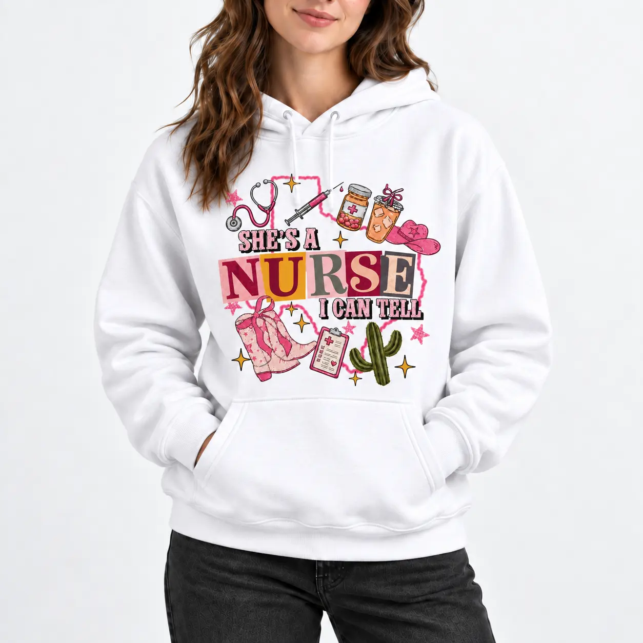 100% Cotton Heavyweight Nurse Hoodie, 300GSM Graphic Pullover Hooded Sweatshirt, She's A Nurse I Can Tell Hoodie, Cute Registered Nurse RN Hoodie, Oversized Nursing Gift for Women