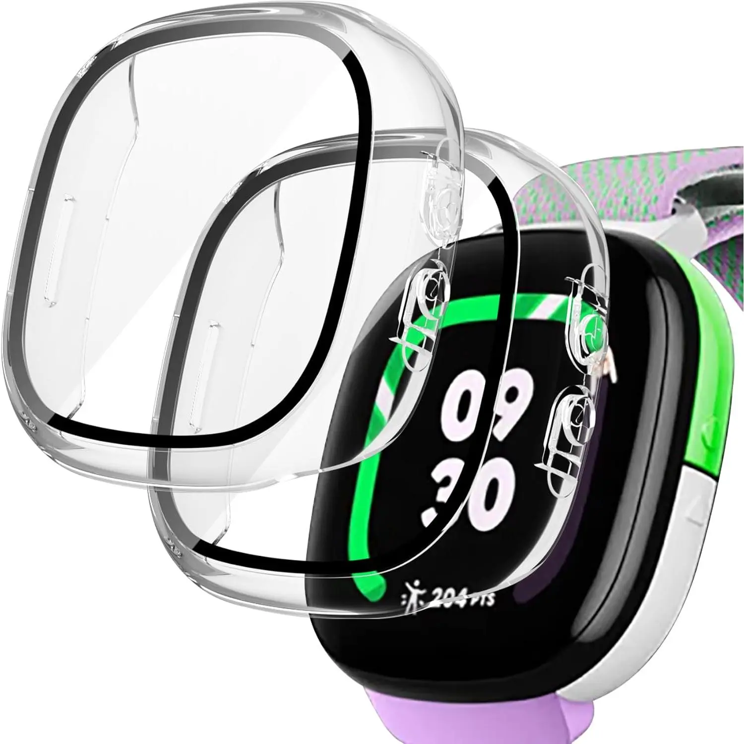 2-Pack Screen Protector Compatible with    LTE Case, Tempered Glass -Around Protective Screen Full Hard PC Cover Bumper Compatible for    LTE  Watch (Clear+Clear)