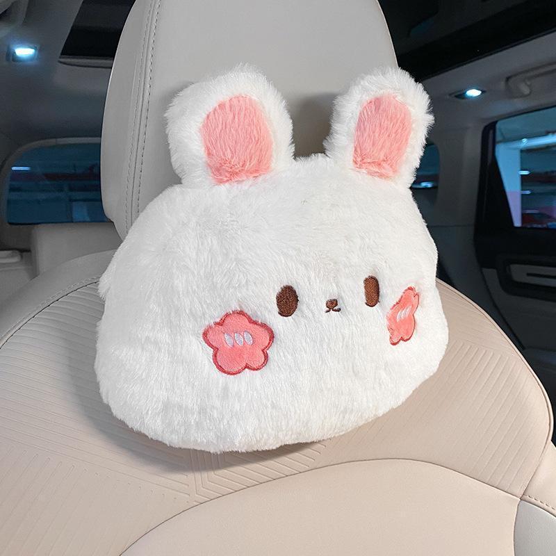 Plush Cartoon Panda/Rabbit Car Waist Neck Pillow Seat Cushion Sofa Office Rest Chair Pad Girl Women Lovers Car Interior Cute
