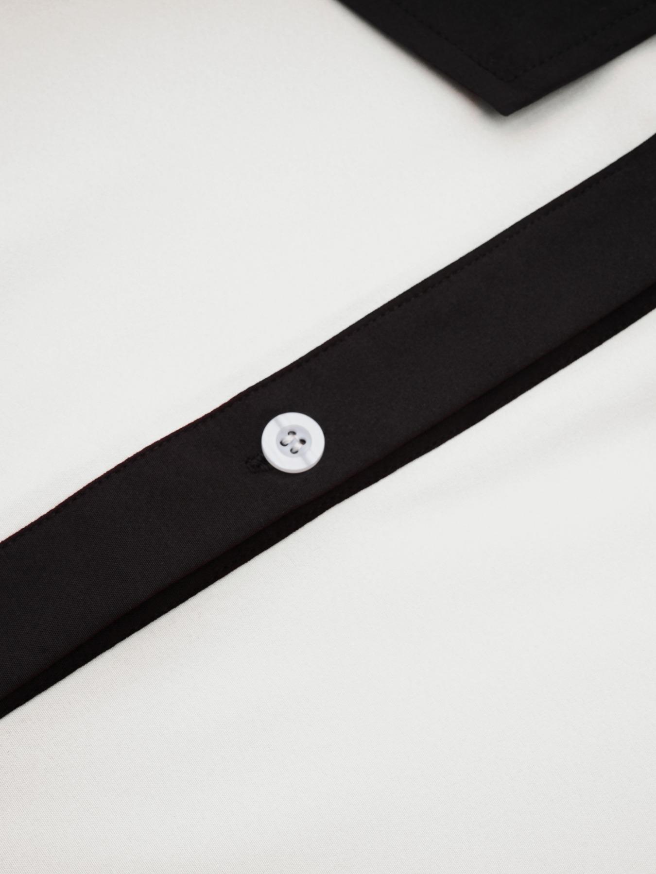 Women's Colorblock Flap Detail Button Front Shirt Blouse, Elegant Long Sleeve Collared Top for Spring & Fall, Fall Tops, Ladies Clothes for Work Office Business