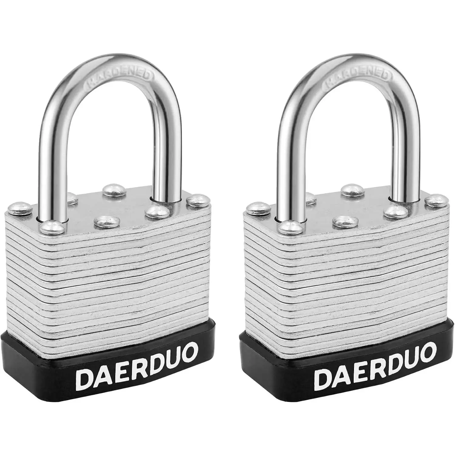 2 Pack 40 mm Keyed Alike Laminated Padlocks with 4 Keys, Hardened Steel Short Shackle, Heavy-Duty Locks for Gym Lockers, Toolboxes, School Lockers, and Hasp Latches