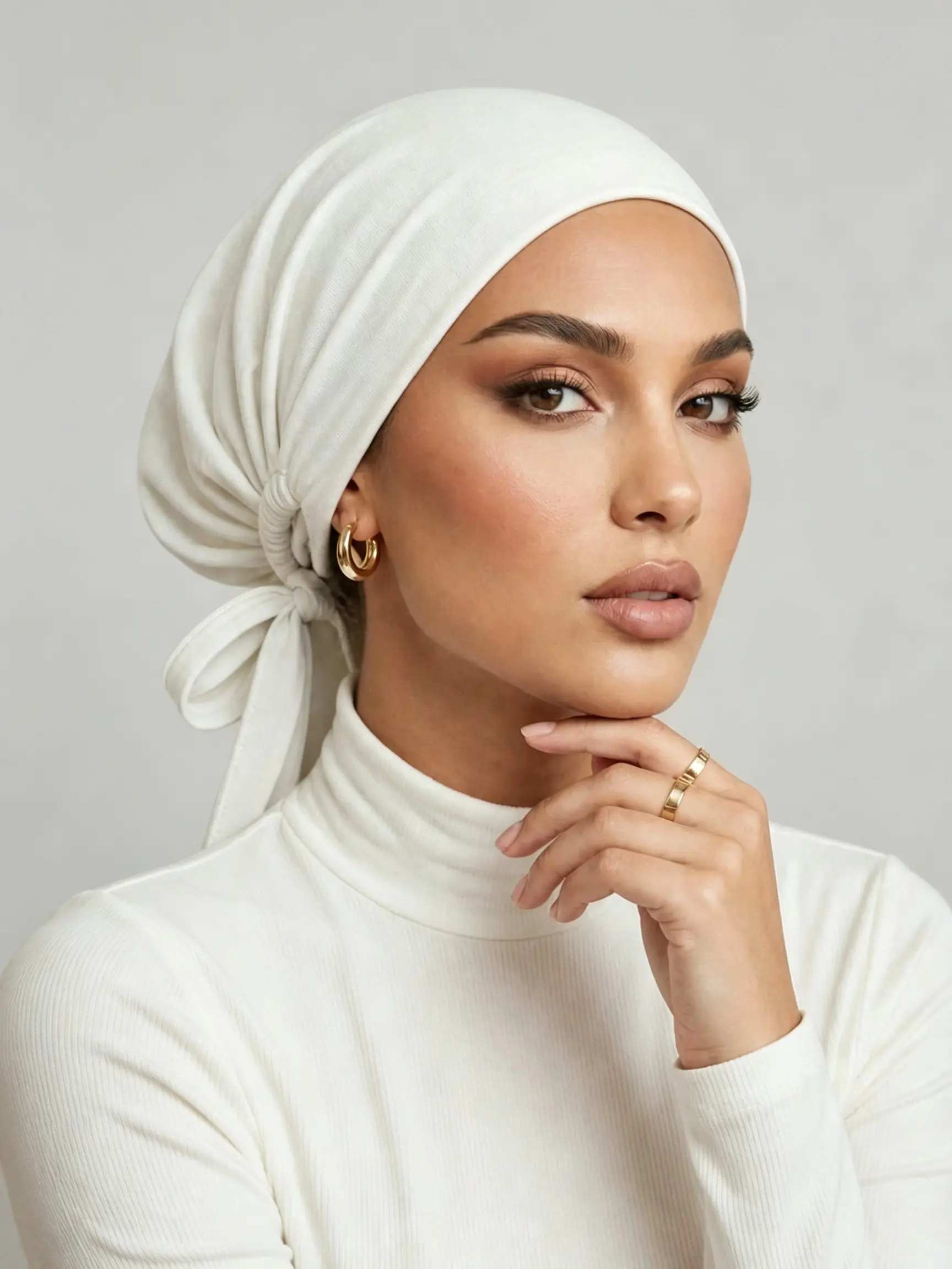Solid Color Muslim Modal Elastic Drawstring Headscarf Hat Hijab Undercap, Comfortable and Adjustable, Ideal for Daily Wear, Elegant and Practical Accessory