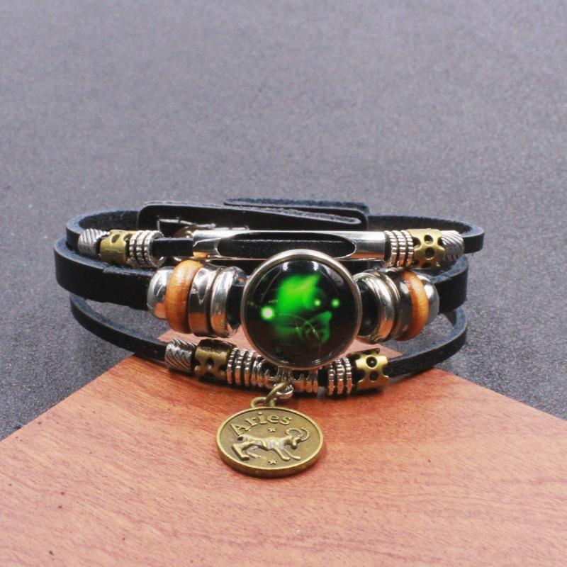 Twelve Zodiac Sign Bracelets Korean Style for Couples and Friends Fluorescent Glowing Bangles Jewelry Gifts Ideal for Her Him