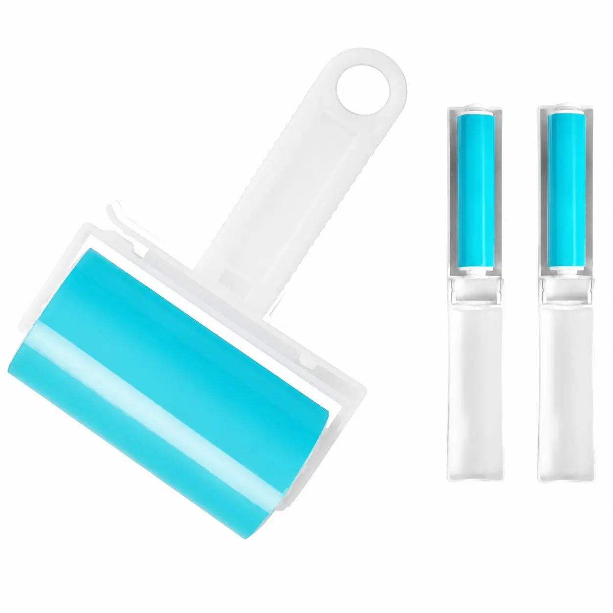 Reusable Washable Lint Roller Set – 3-Piece Pack with One Large and Two Compact Rollers for Pet Hair, Clothing, Furniture, and Travel Use; Sticky Adhesive Surface Effectively Lifts Dust, Lint, Fur, and Debris; Includes Protective Covers for Hygiene and Po