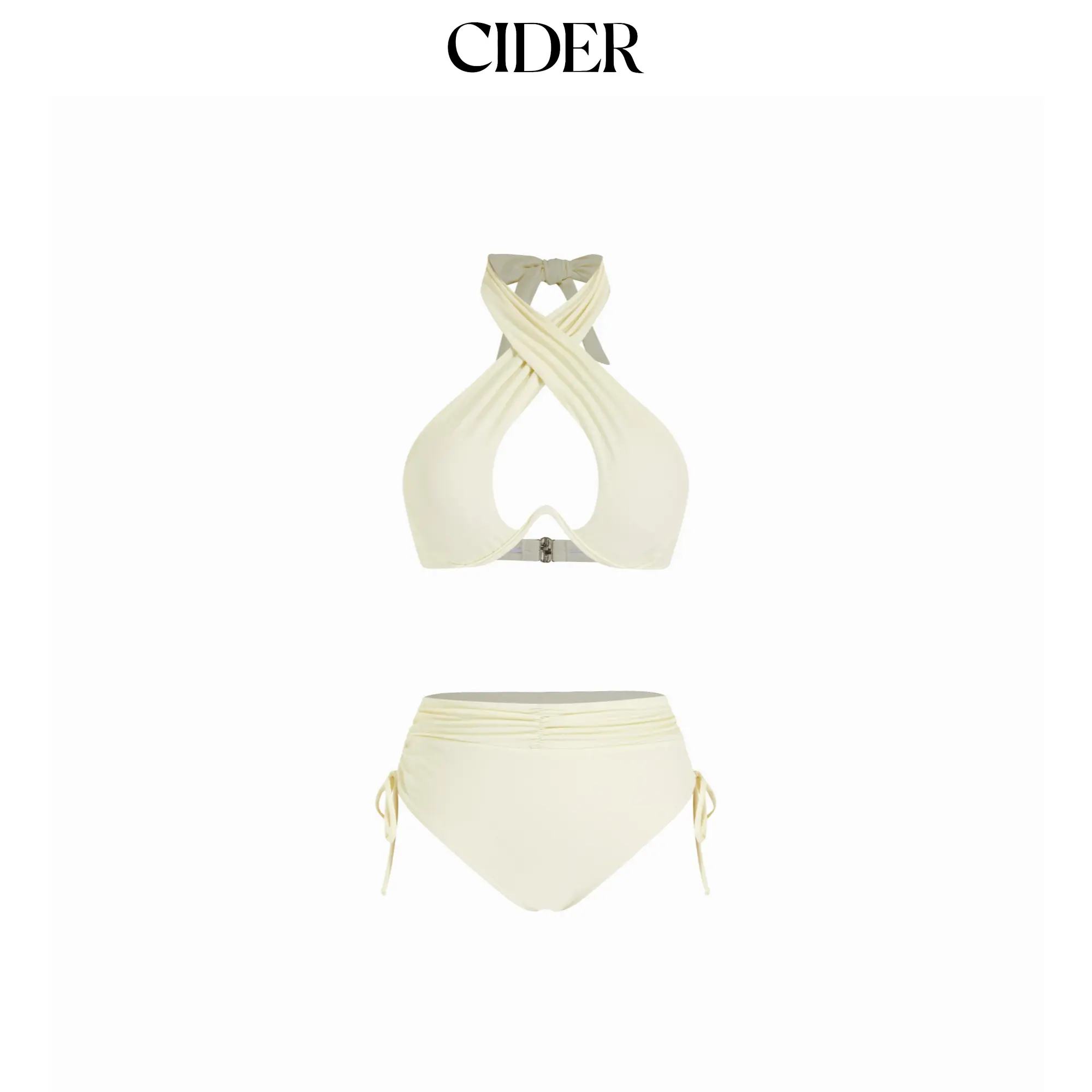 Cider Solid Criss Cross Halter Underwire Bikini Set