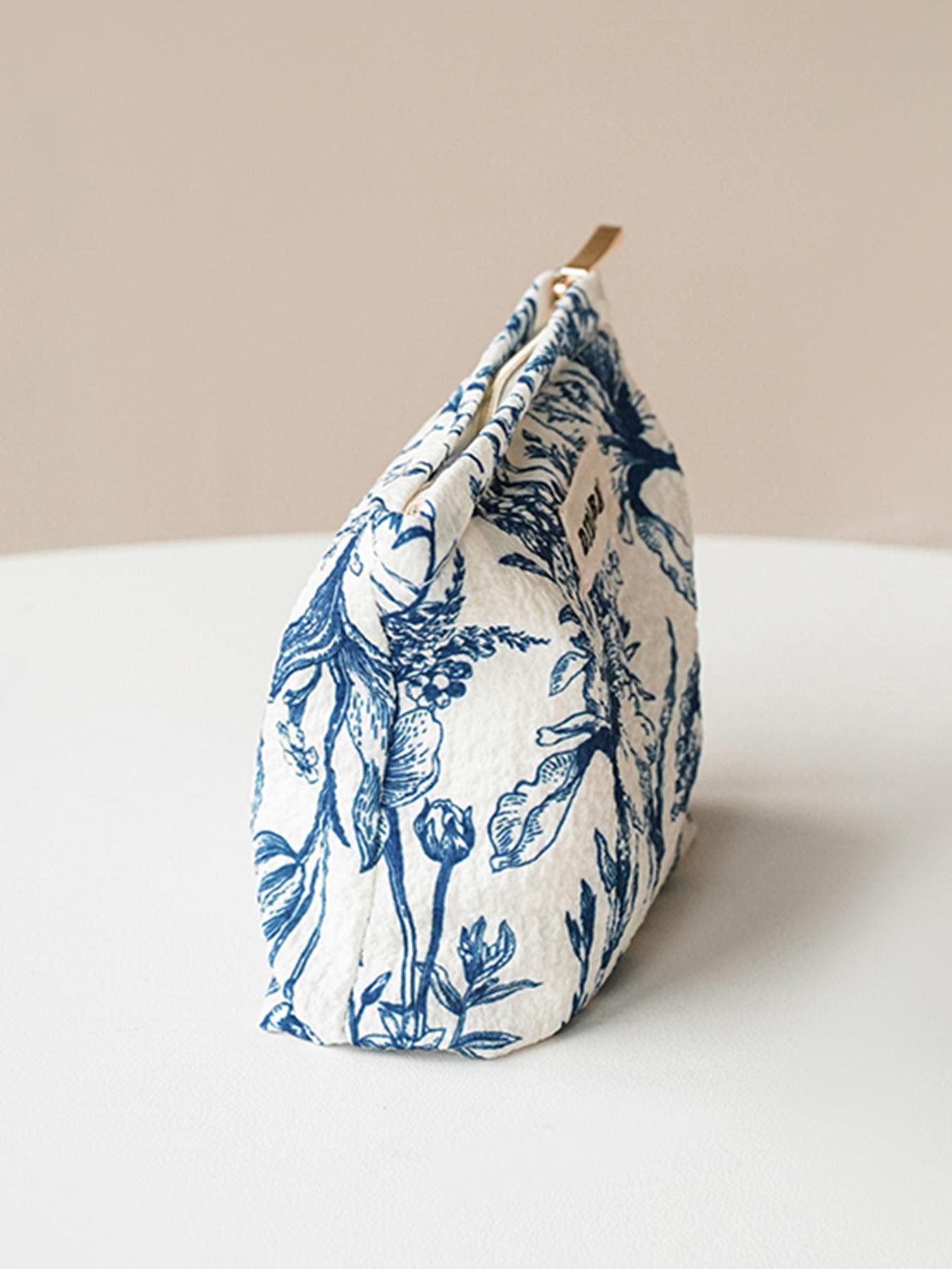 Floral Pattern Makeup Bag, Portable Cosmetic Storage Bag, Zipper Makeup Organizer Pouch, Versatile Storage Bag for Travel, Dormitory, Office, Home, Handheld Cosmetic Pouch