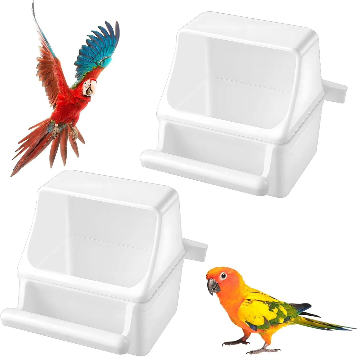 2 count Splash-Proof Bird Cage Feeder,Detachable  Bird Feeder | No Mess Bird Feeder for Cage with  Hook,Small Bird Slot Feeder for Quail,Parrot,Budgerigar,Cockatiel,Sparrow,Lovebird